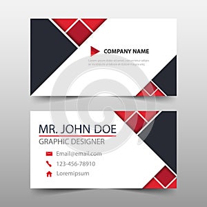 Red triangle corporate business card, name card template ,horizontal simple clean layout design template , Business banner