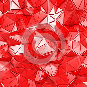 Red triangle poligon chaotic pattern wall background