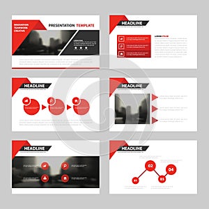 Red triangle presentation templates, Infographic elements template flat design set for annual report brochure flyer leaflet