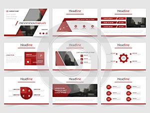 Red triangle presentation templates, Infographic elements template flat design set for annual report brochure flyer leaflet