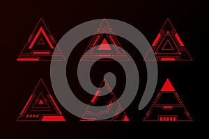 Red triangle shape abstract technology future interface hud.