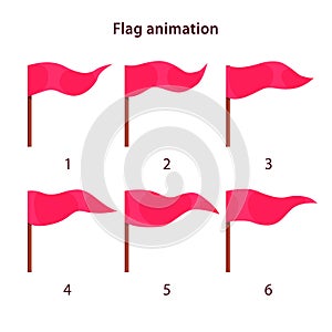 Red triangle shape flag waving animation sprites