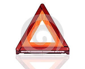 Red triangle sign, emergency stop sign, emergency warning sign isolate on white background