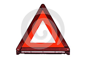 Red triangle sign, emergency stop sign, emergency warning sign isolate on white background