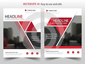 Red triangle Vector Brochure annual report Leaflet Flyer template design, book cover layout design, abstract business presentation