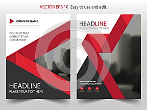 Red triangle Vector Brochure annual report Leaflet Flyer template design, book cover layout design, abstract business presentation