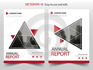 Red triangle Vector Brochure annual report Leaflet Flyer template design, book cover layout design, abstract business presentation