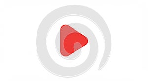 A red triangular play button with rounded corners is centered on a white background.