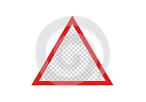Red triangular warning sign with grid pattern isolated on white background