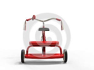 Red tricycle - back view