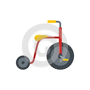 Red tricycle icon, flat style