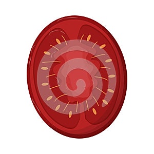 Red tripe tomato sliced isolated on white background