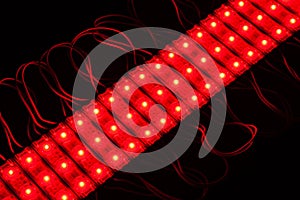 Red triple segment led modules on black background