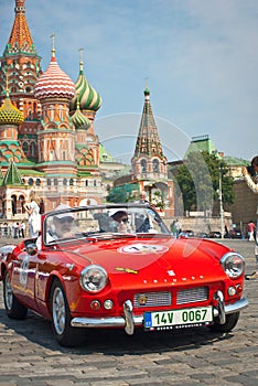 Red Triumph Spitfire is on start