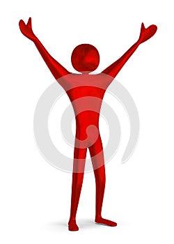 Red triumphant 3d man