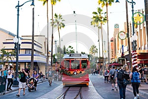 Red Trolley Disney Hollywood Studios Perspective Bright