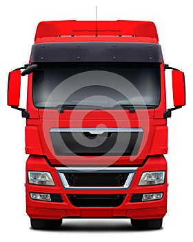 Red truck front view.