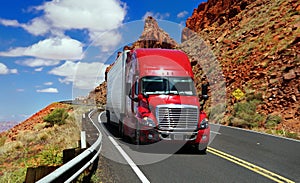 Red Truck on Highway