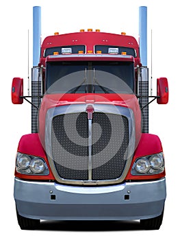 Red truck Kenworth t660 front view. photo