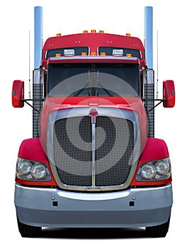 Red truck Kenworth t660 front view.