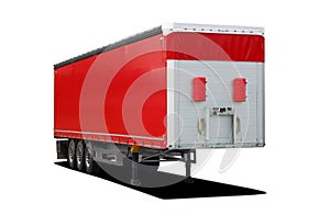 Red truck semi trailer