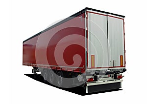 Red truck semi trailer