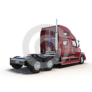 Red truck without a trailer on white 3D Illustration