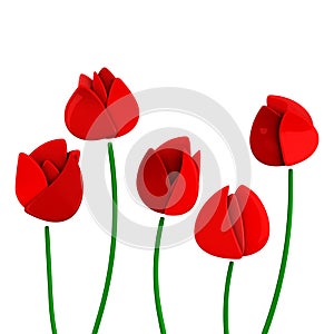 Red tulips, 3d