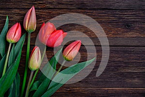 Tulipani fiori sul di legno tavolo. copiare spazio 