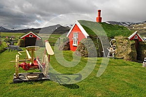 Red turf covered house, Iceland