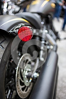 Red turn signal on classic motorcycle