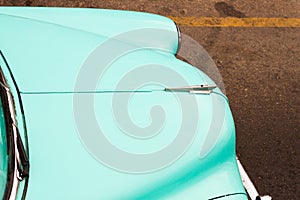 Red and turquoise old car