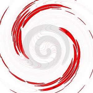 Red twirl circular wave on white background.