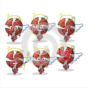 Red twirl lolipop wrapped cartoon designs as a cute angel character