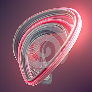 Red twisted shape. Computer generated abstract geometric 3D render illustration