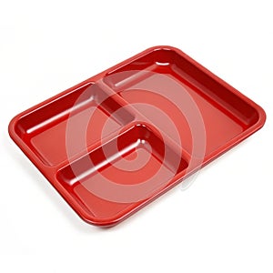 Red two-compartment tray isolated photo