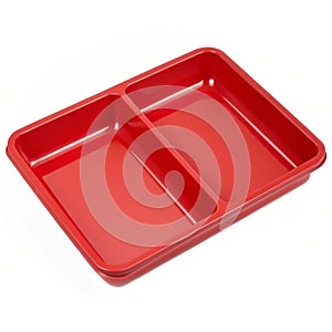 Red two-compartment tray isolated photo