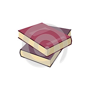 Red two isometric book in flat design style. Vector learning symbol