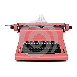 Red typewriter icon, realistic style