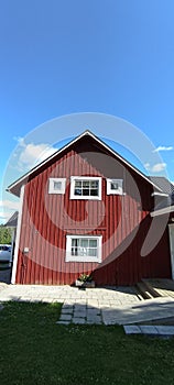 red typical swedish cottage