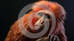 red Uakari Monkey on black background. Generative AI
