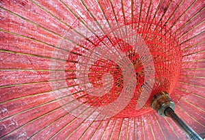 Red umbrella in Bagan, Myanmar