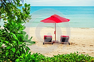 Red Umbrella on the beach