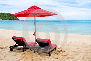 Red Umbrella on the beach