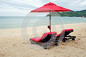 Red Umbrella on the beach