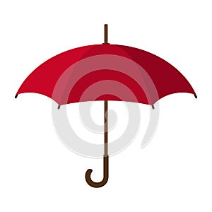 Red Umbrella Icon. Red Umbrella isolated on white background. Flat Style. Vector illustration for Your Design.