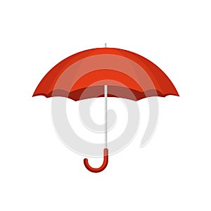 Red umbrella isolated on white background.