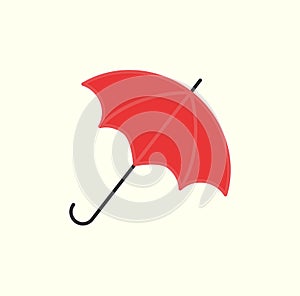 Red Umbrella Isolated on White Vector Open Parasol