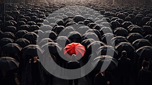 The Red Umbrella: Standing Out in a Sea of Black