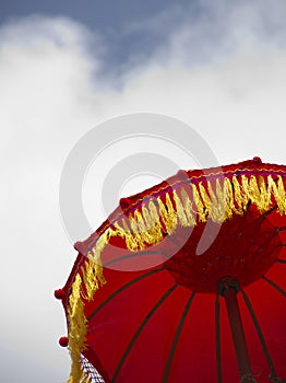 Red Umbrella Under Blue Sky